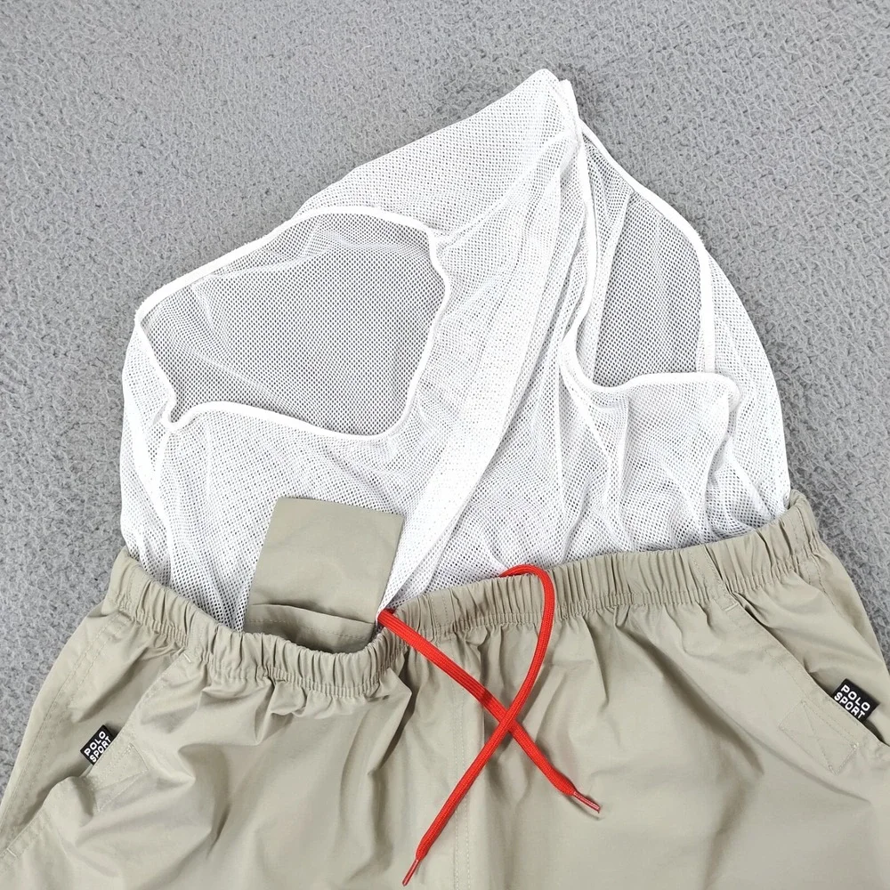 Polo Sport Board Shorts Mens XL Beige Mesh Lined Pocket Elastic Waist Drawstring